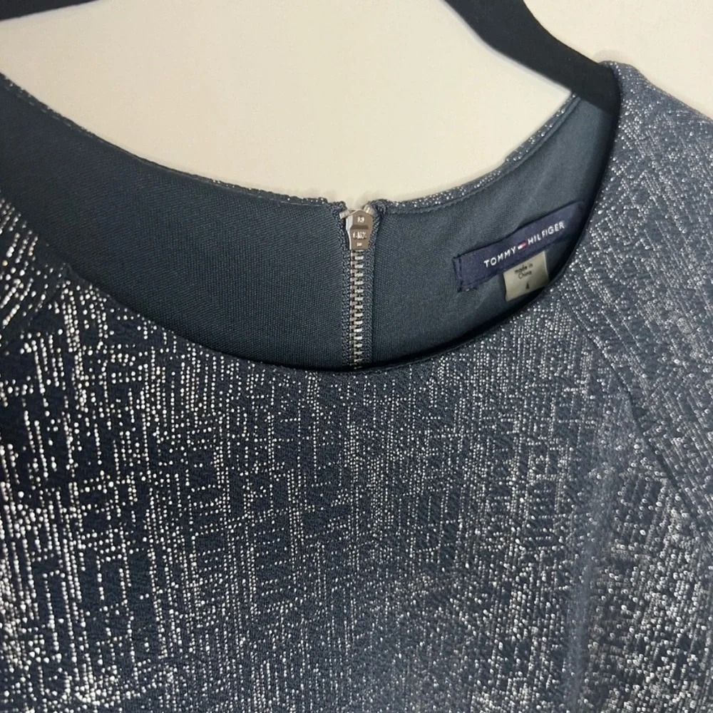 Tommy Hilfiger- Navy and Silver Metallic Dress - Size 4 - Picture 4 of 7